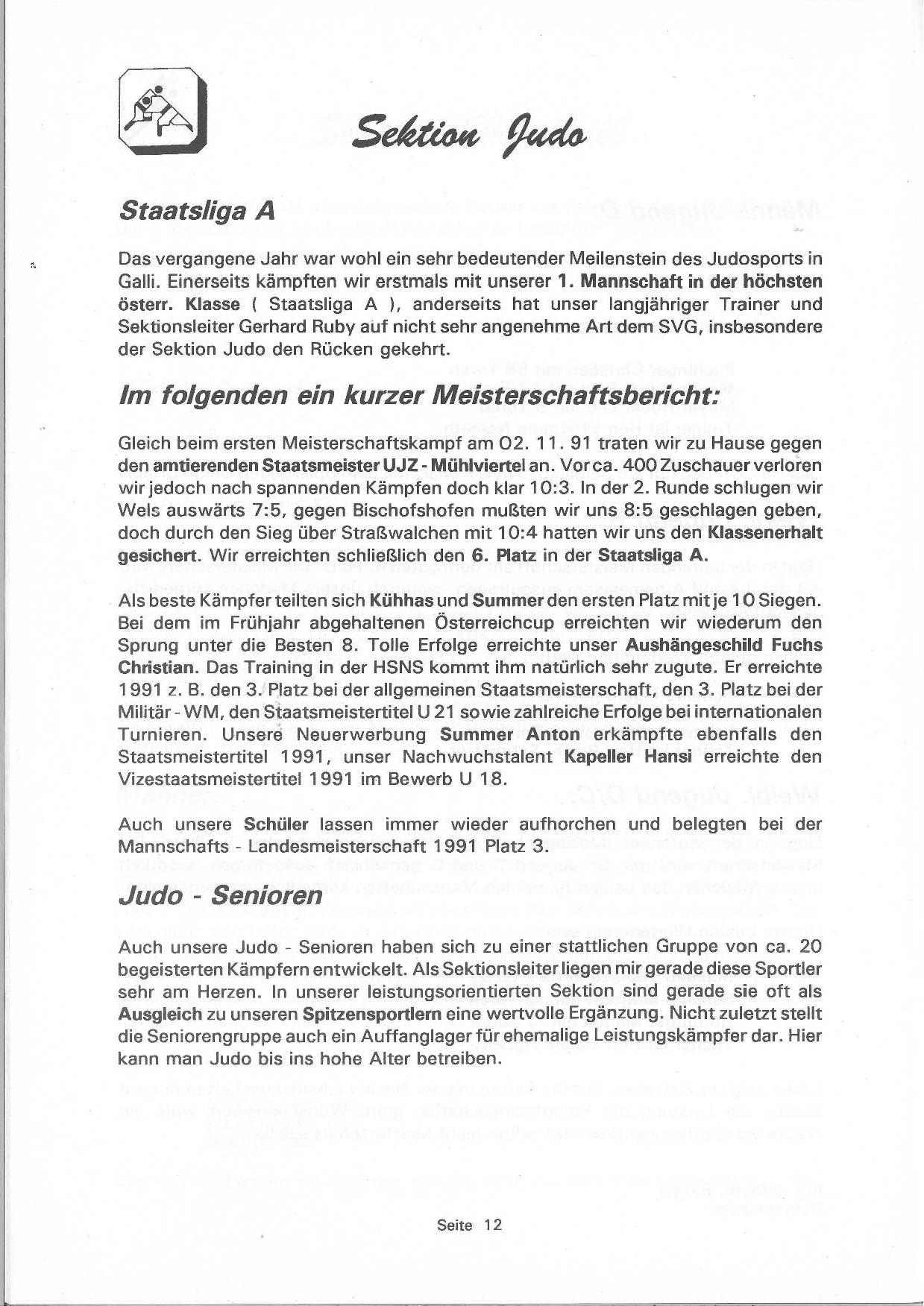 SVG Vereinszeitung 1992